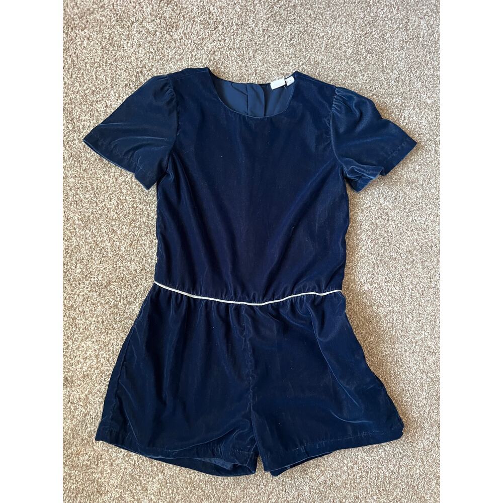 Gap Kids Girls Navy Blue Velvet Romper One Piece Size M 8